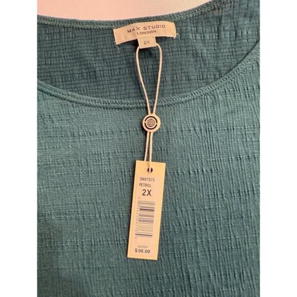 Max Studio Top Womens 2X Green Balloon Sleeves Pullover NEW Holiday Office - Picture 6 of 12